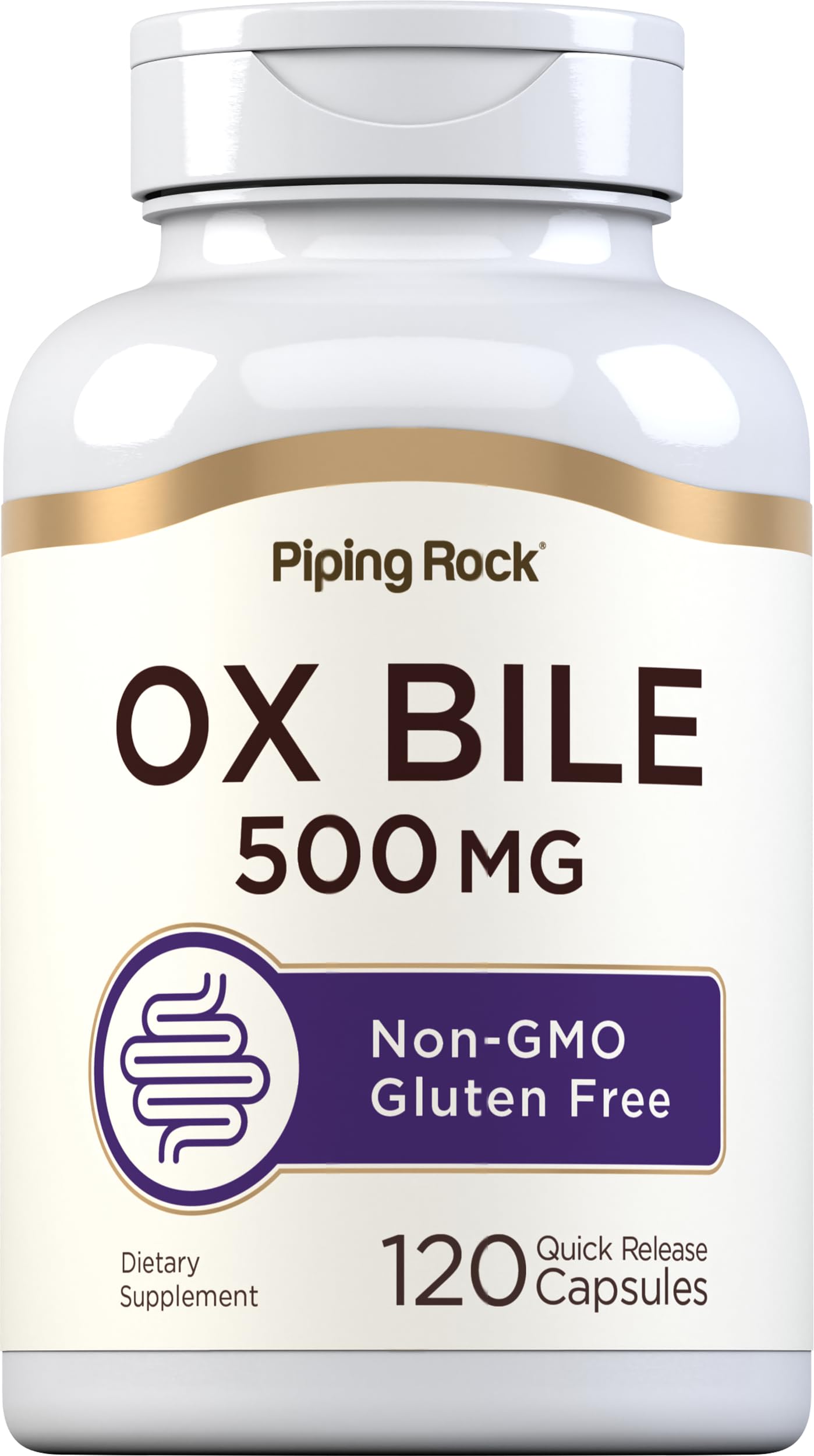 Piping Rock Ox Bile bottle and label ready for daily digestive support