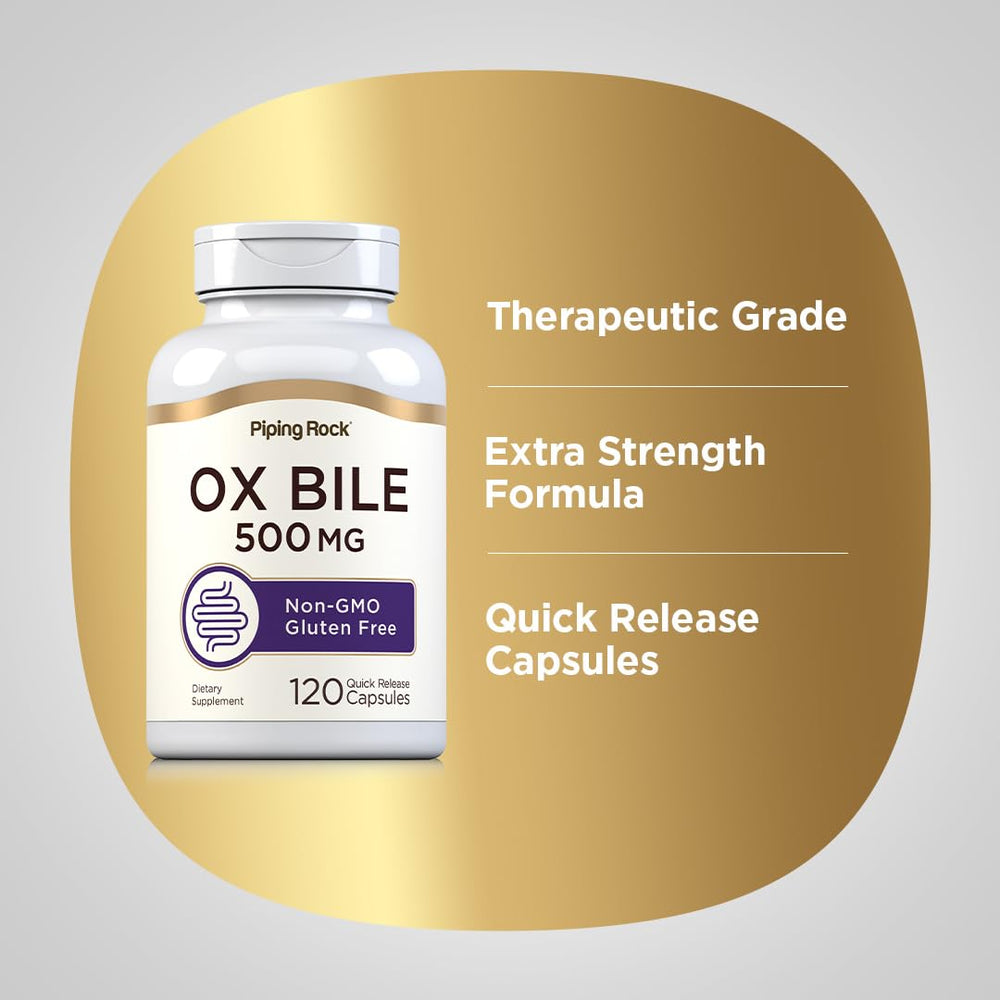 Gluten-free icon on Piping Rock Ox Bile packaging supports dietary needs