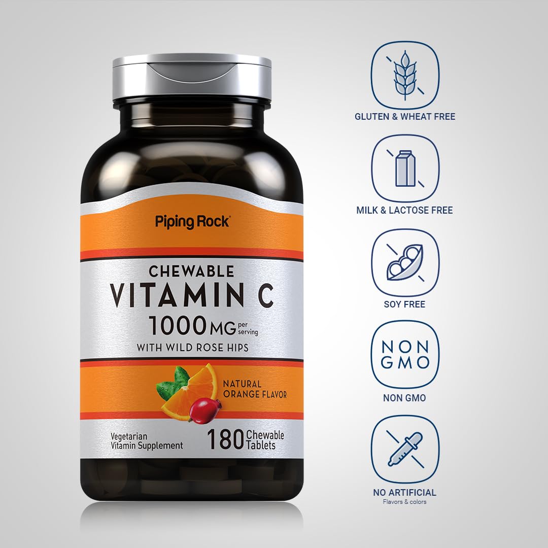 Piping Rock pack-of-2 Vitamin C chewables for value and convenience.