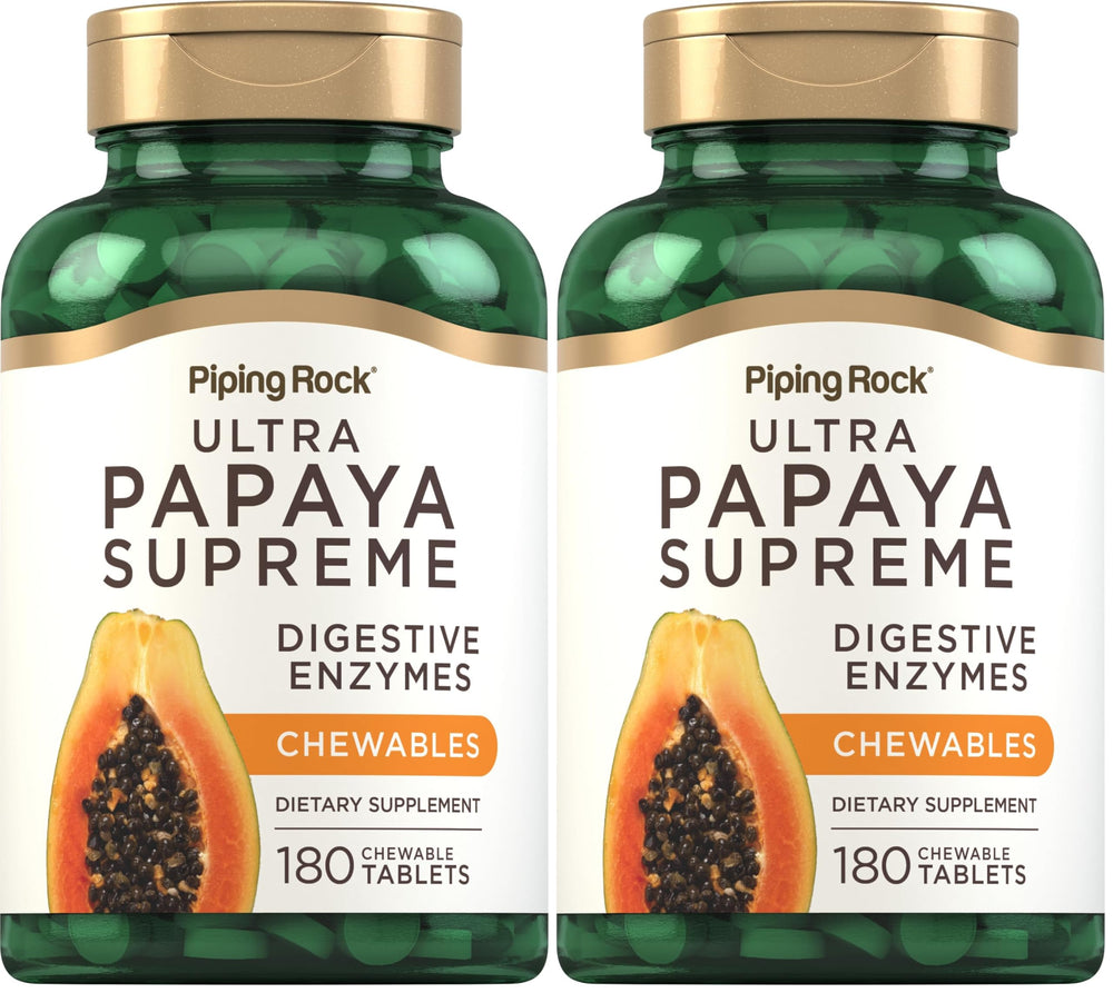 Piping Rock Papaya Digestive Enzymes chewables tablets for post-meal support.