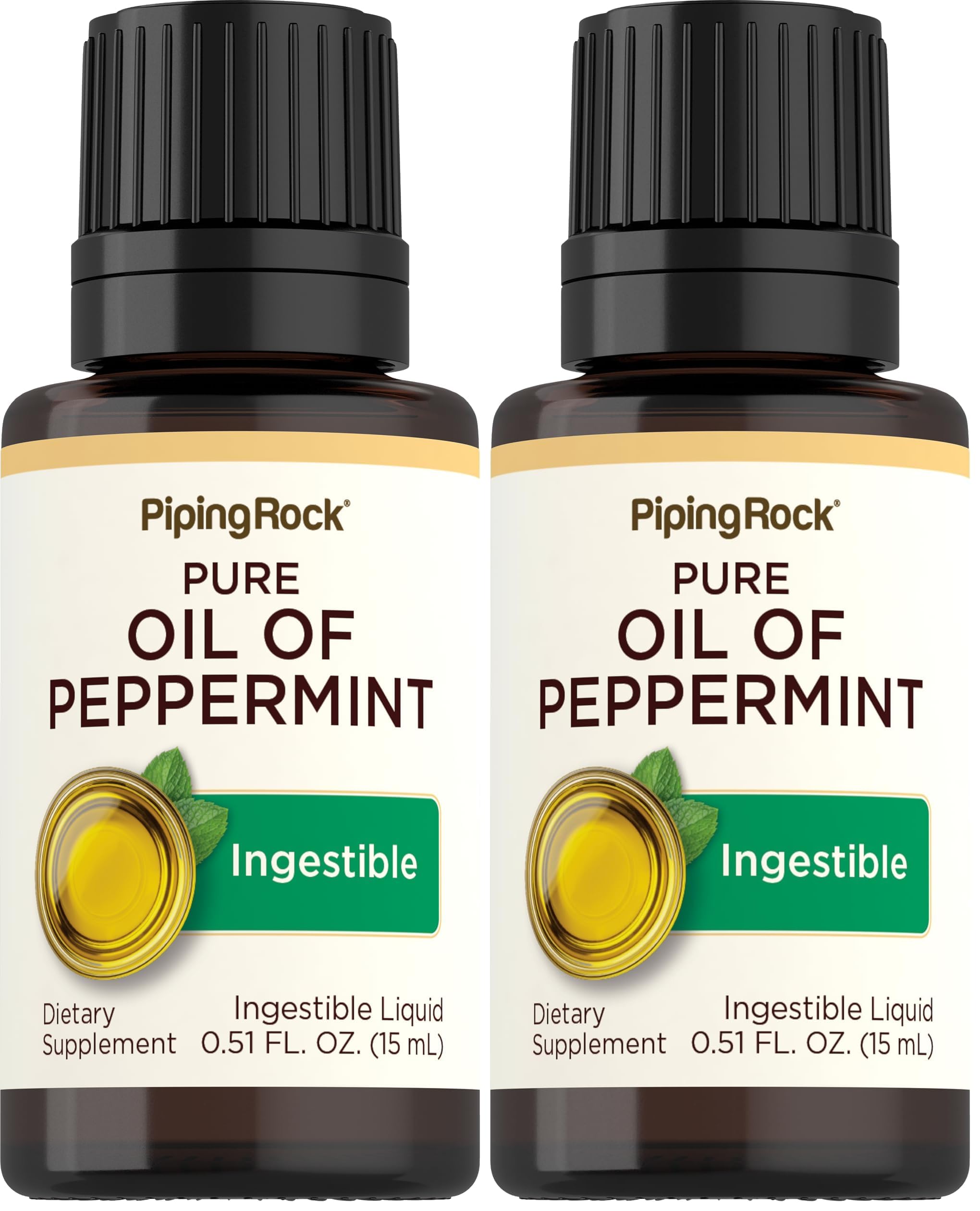 Piping Rock Peppermint Oil 15ml bottle front view for easy flavoring
