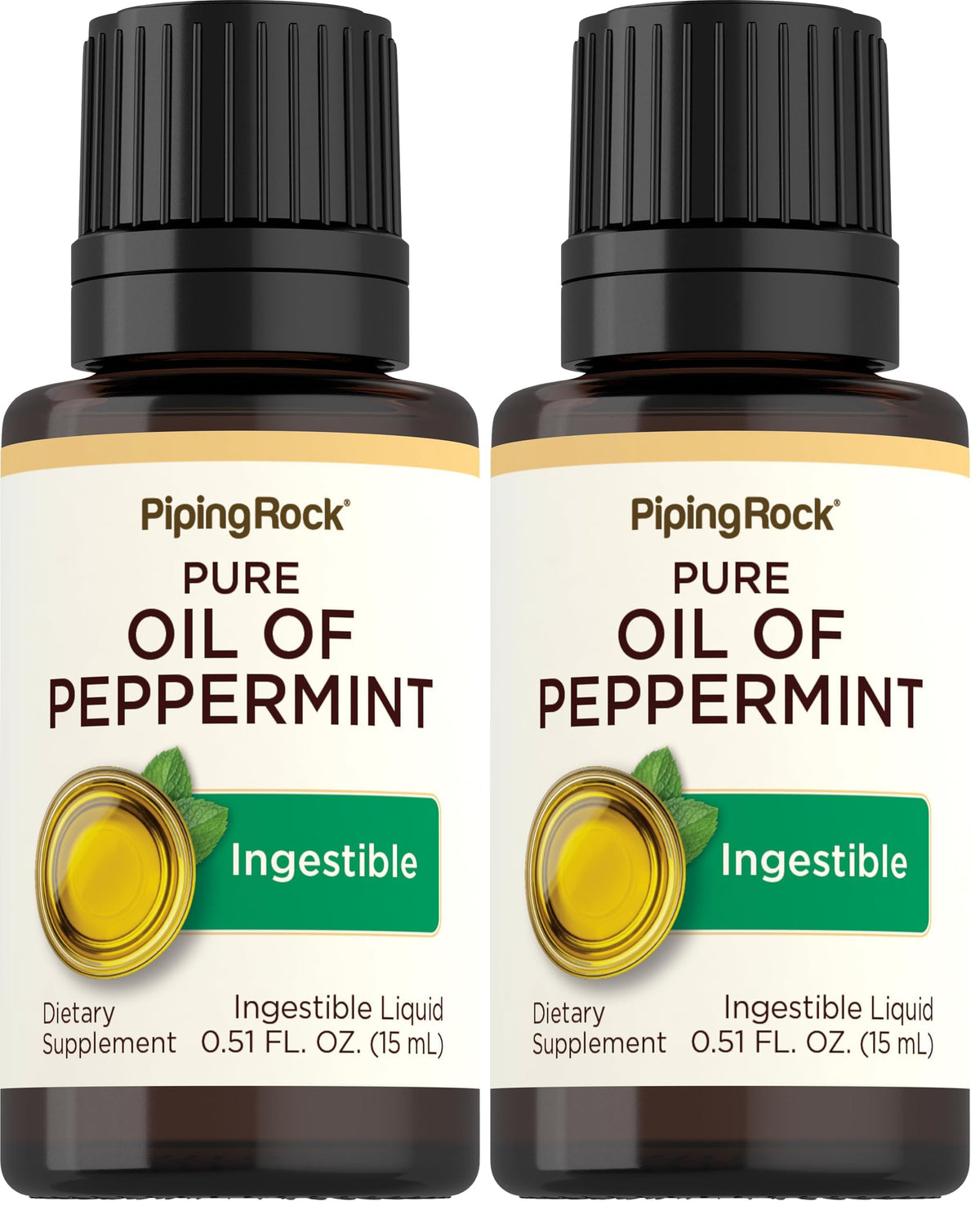 Piping Rock Peppermint Oil 15ml bottle front view for easy flavoring