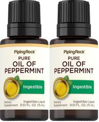 Piping Rock Peppermint Oil 15ml bottle front view for easy flavoring