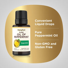 Piping Rock Peppermint Oil 15ml label close-up highlighting purity and options
