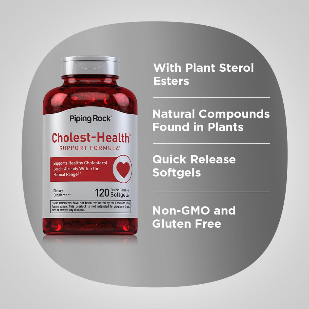 Piping Rock Plant Sterols 800mg per serving communicates potency and natural sourcing.