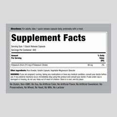 Piping Rock Potassium Citrate 275 mg 400 capsules packaging shows label details.