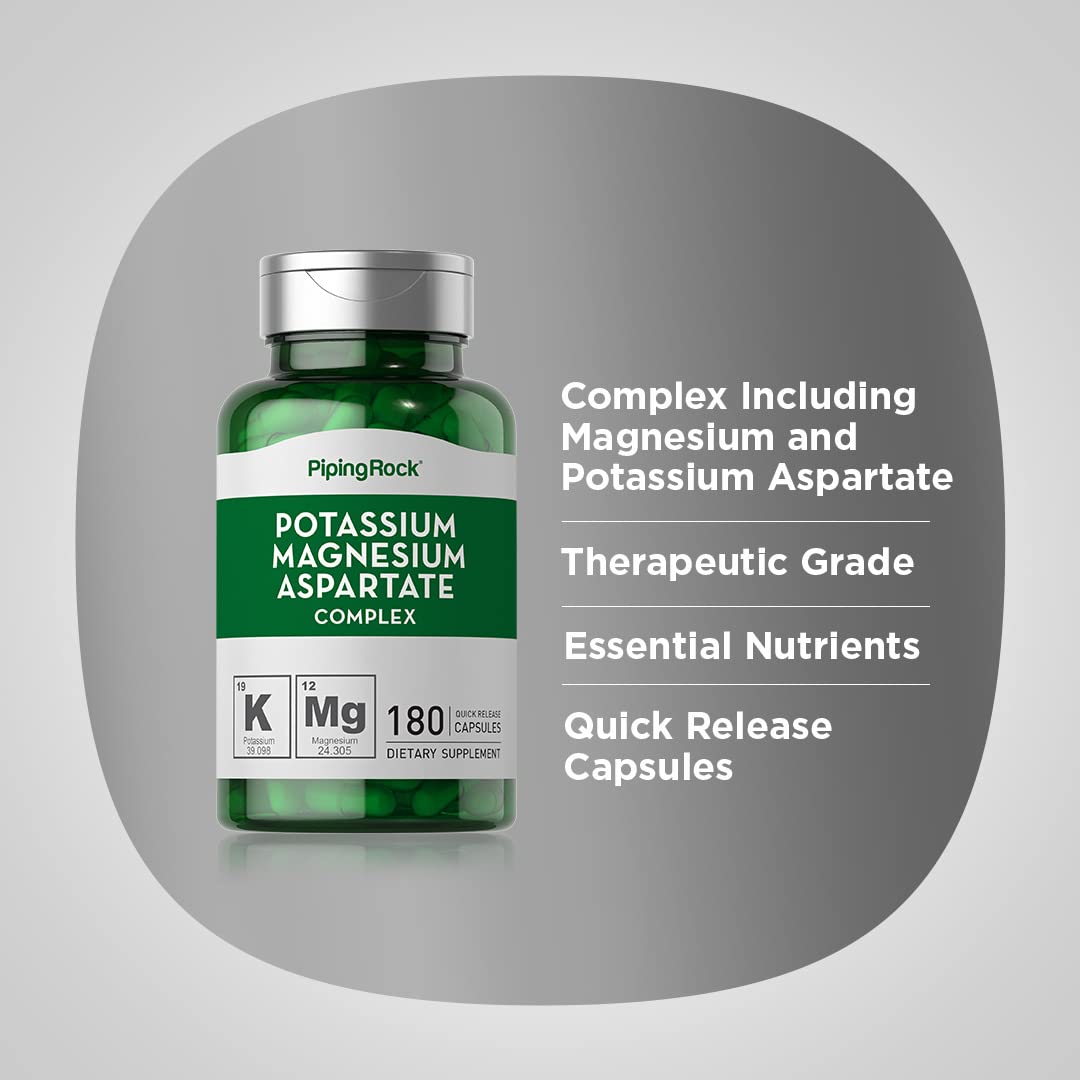 Piping Rock Potassium Magnesium Aspartate nutrition facts panel to estimate daily intake.