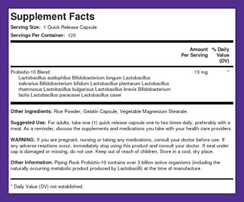 Piping Rock Probiotic Acidophilus 2-pack provides ongoing supplementation.