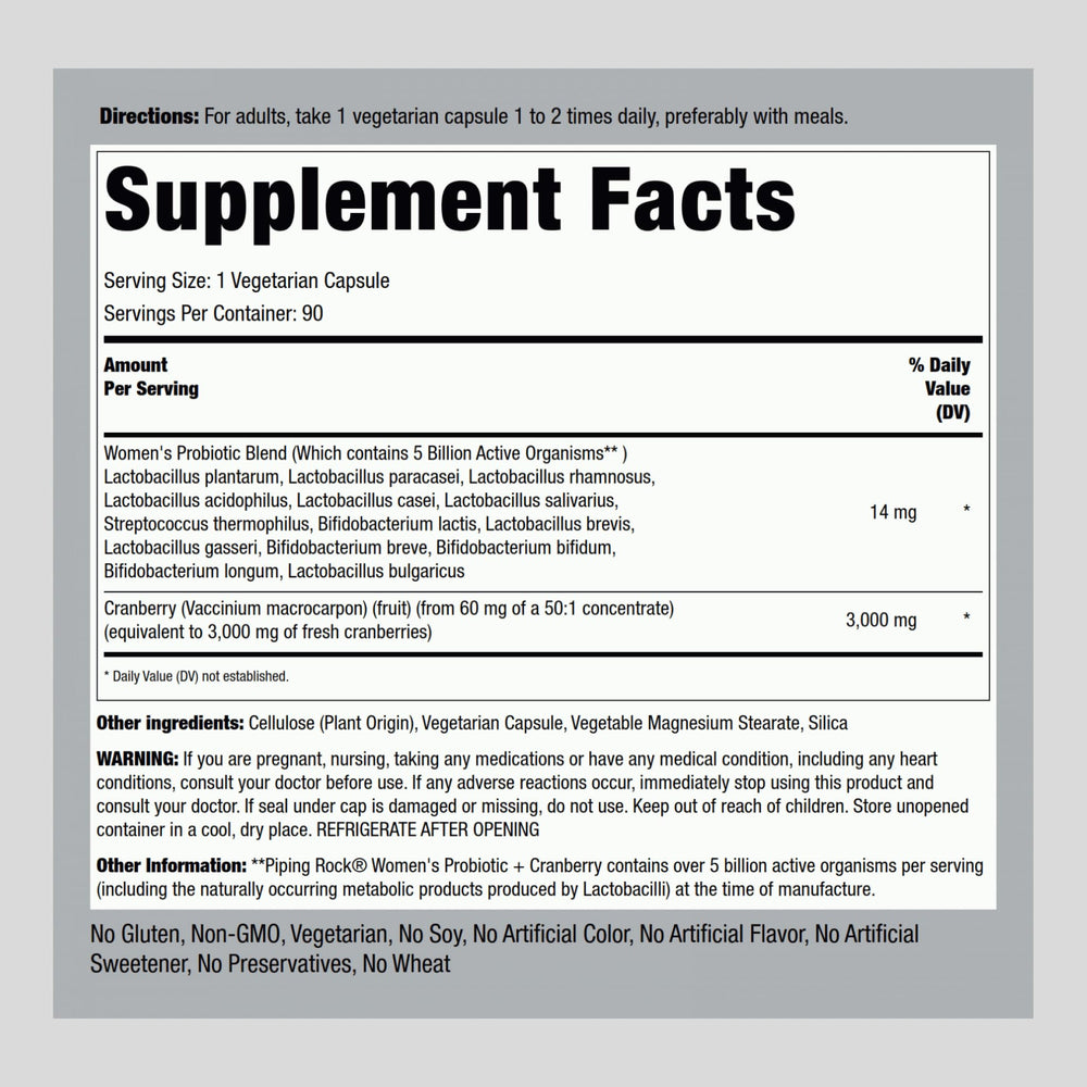 Piping Rock Probiotic capsules close-up for vegetarian daily intake