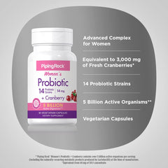 Piping Rock probiotic Cranberry for Women packaging display