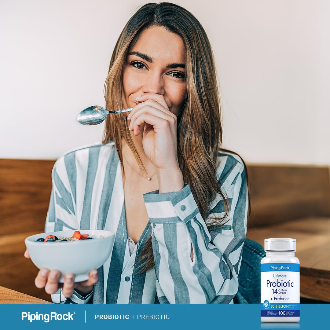 Piping Rock Probiotic vegetarian capsules suitable for plant-based lifestyles.