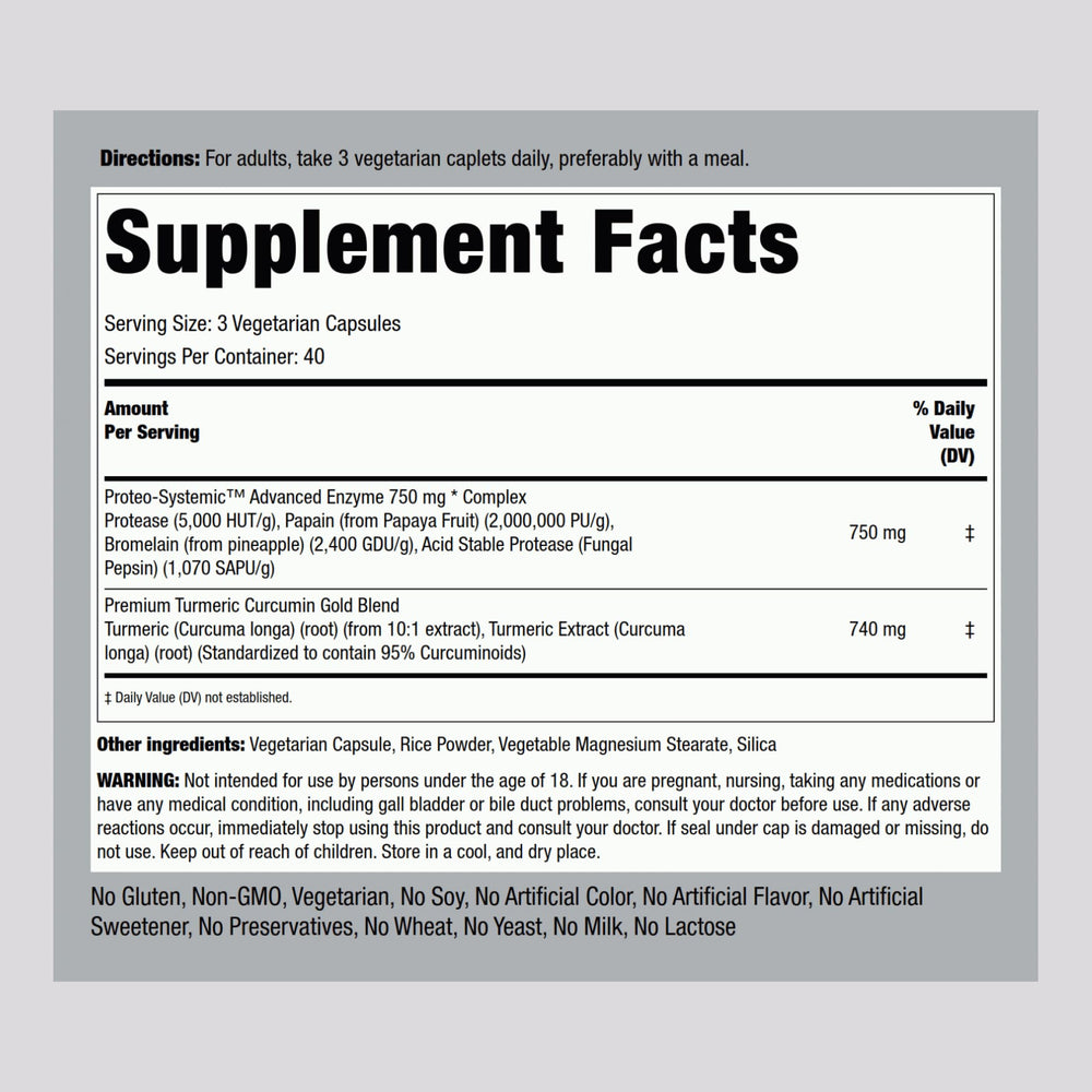 Close-up of Piping Rock Proteolytic Enzymes capsule showing vegetarian formula.