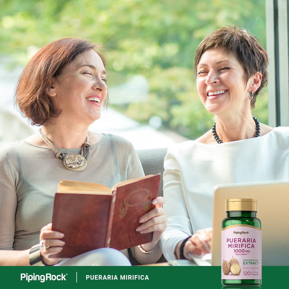Piping Rock Pueraria Mirifica capsules on white background showcase compact daily dose