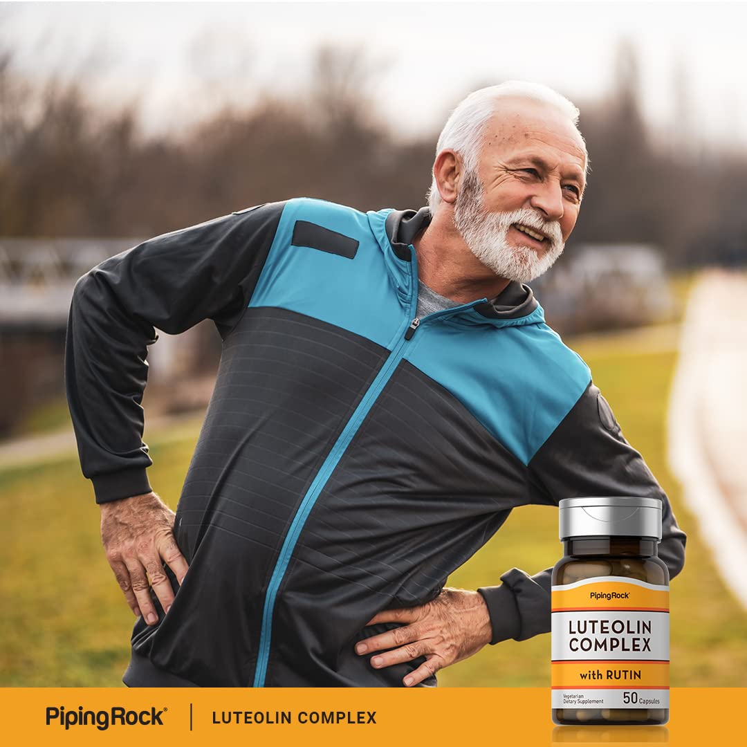 Piping Rock purity and safety emphasis on luteolin supplement bottle