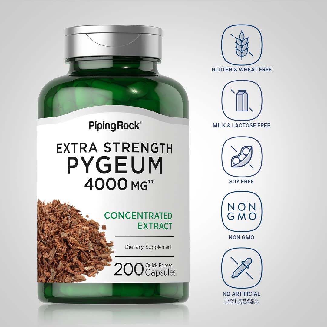 Piping Rock Pygeum 4000 mg packaging with bottle demonstrates complete set