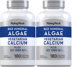 Piping Rock Red Mineral Algae bottle with plant-based minerals for daily use.