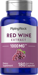 Piping Rock Red Wine Extract bottle close-up highlighting the product name and container.