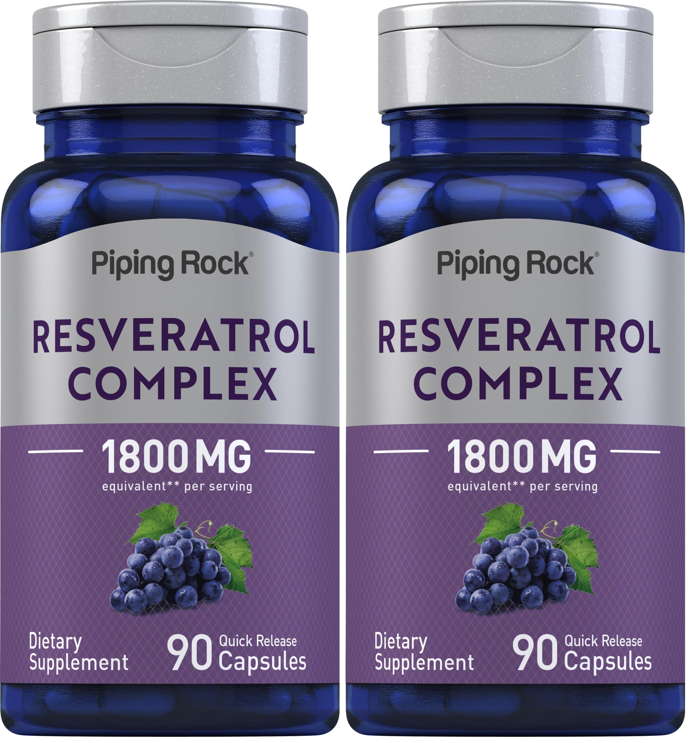 Piping Rock Resveratrol Complex bottle front for daily wellness support.