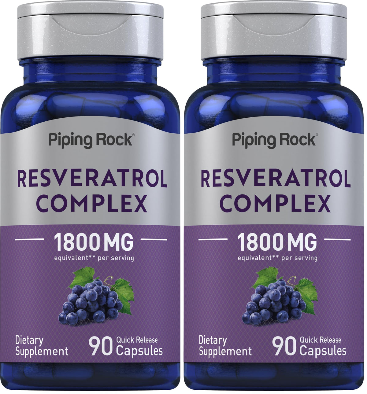 Piping Rock Resveratrol Complex bottle front for daily wellness support.