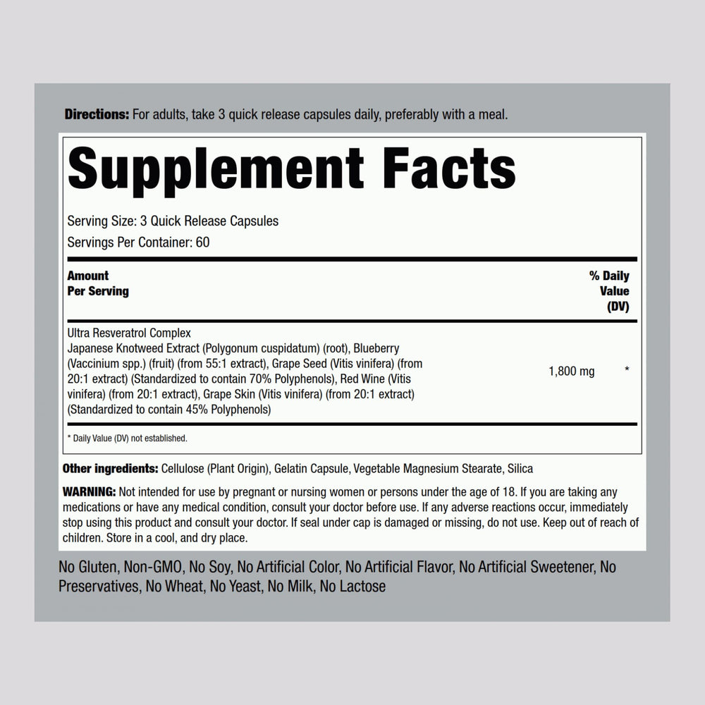 Piping Rock Resveratrol Complex capsules ready for daily use in a convenient bottle.