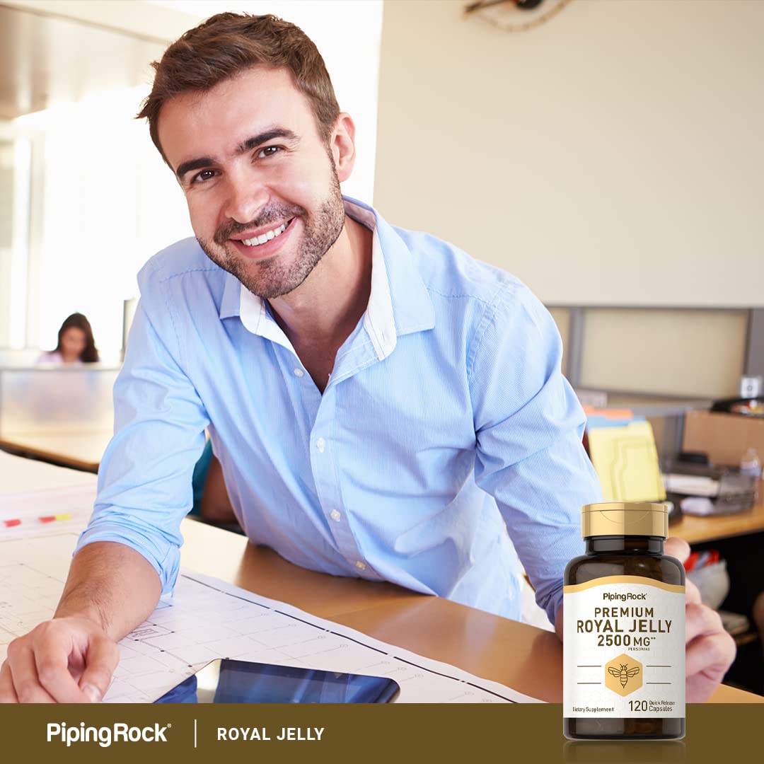 Piping Rock Royal Jelly Capsules non-GMO and gluten-free for sensitive diets.