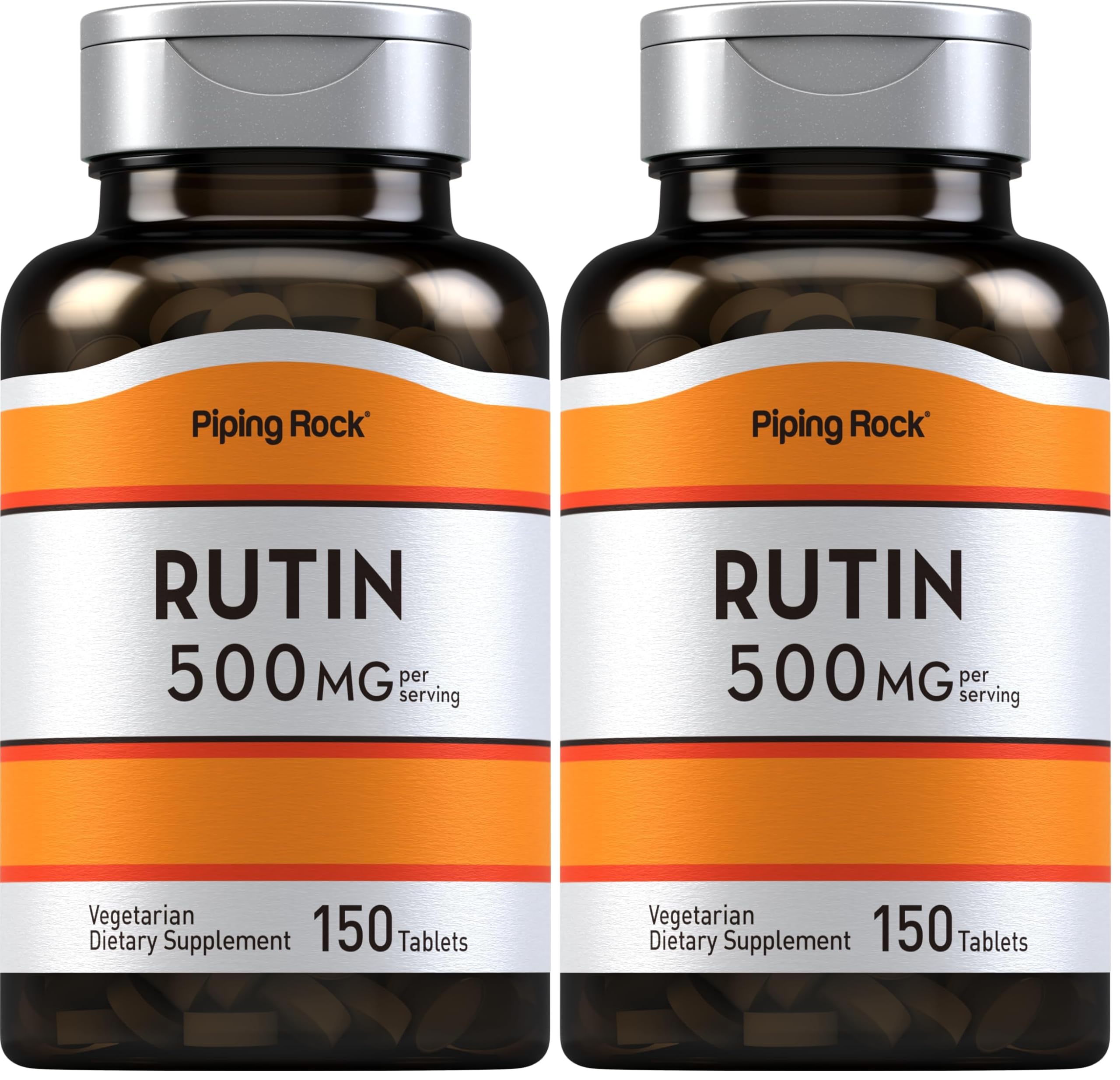 Piping Rock Rutin 500mg bottle front view, showing vegetarian formula badge.