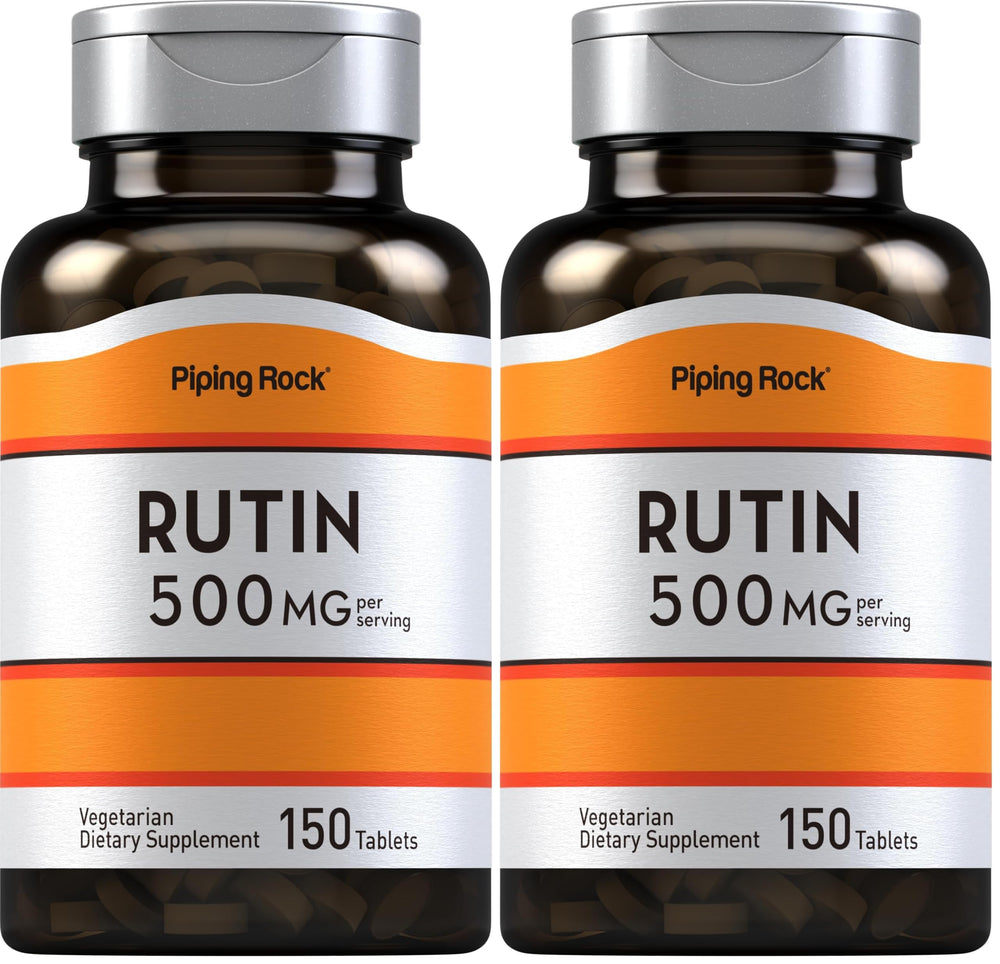 Piping Rock Rutin 500mg bottle front view, showing vegetarian formula badge.