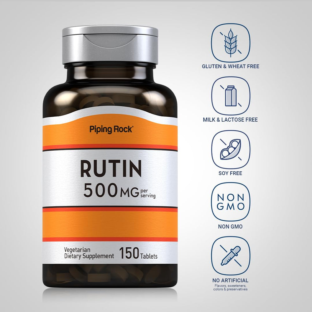 Piping Rock Rutin 500mg tablets per pack image, 150 tablets in view.