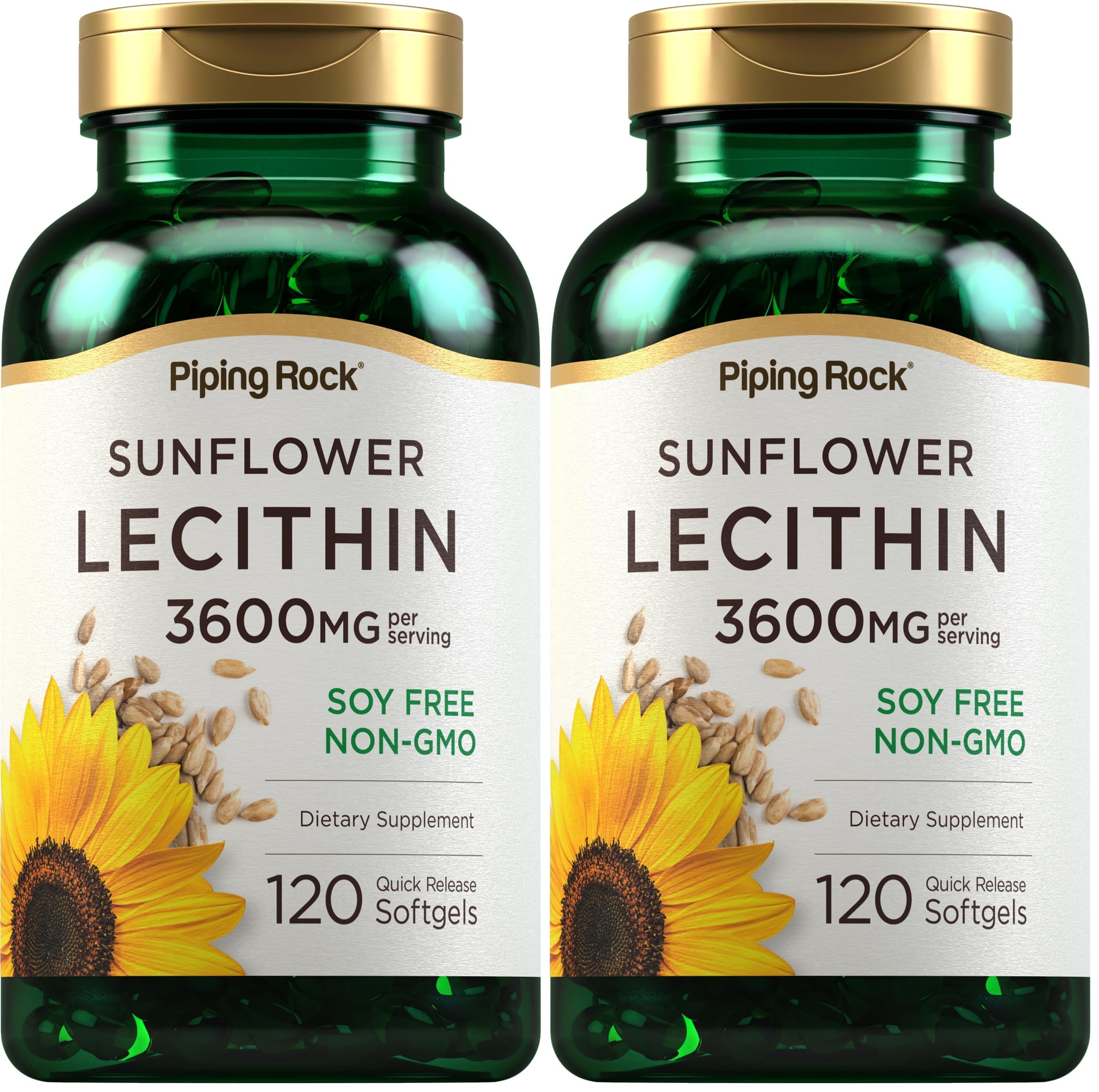 Piping Rock Sunflower Lecithin softgel bottle front for daily dietary support.