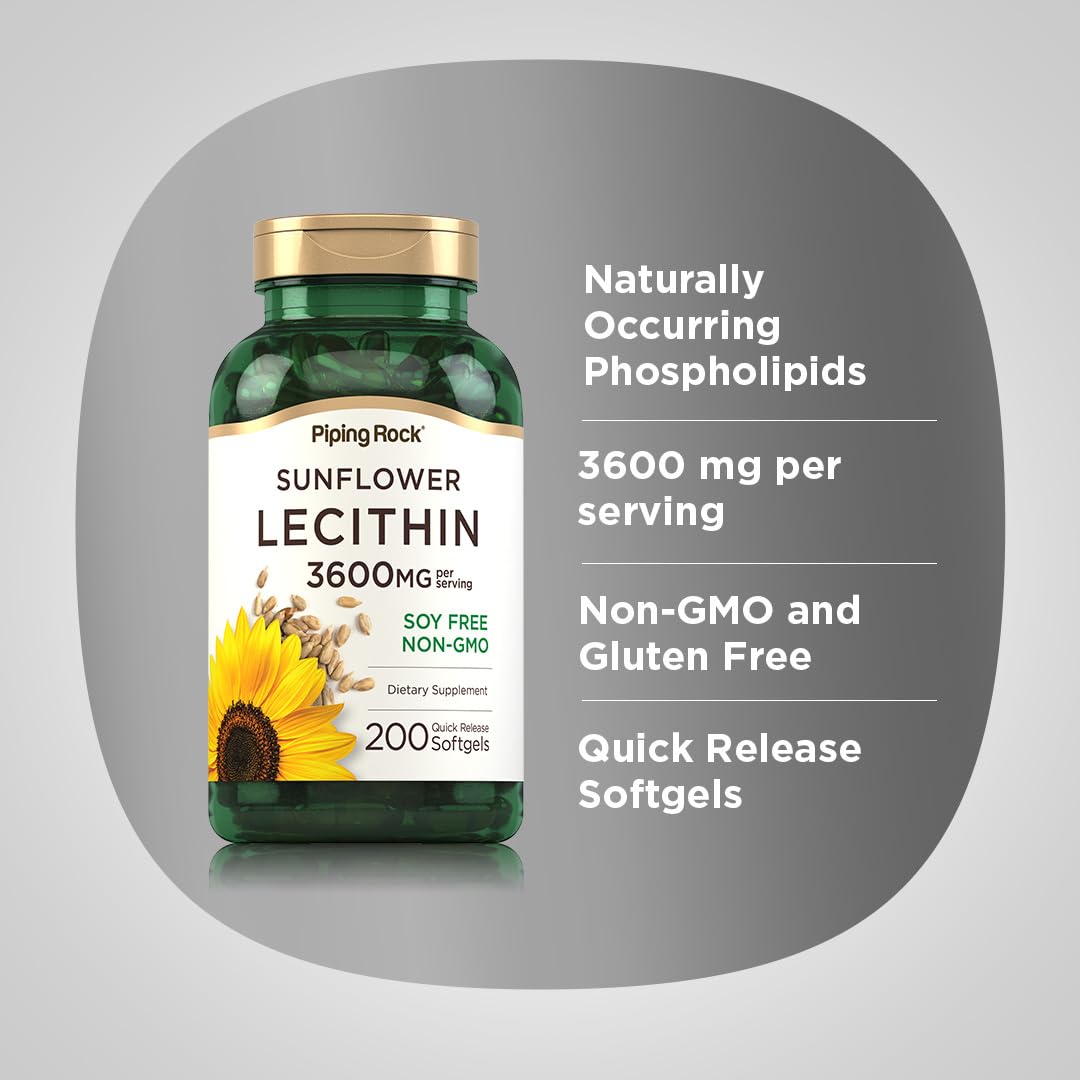 Piping Rock Sunflower Lecithin packaging image highlighting gluten-free claim.