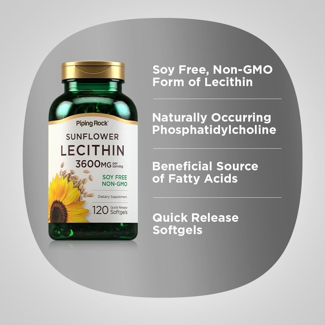 Piping Rock Sunflower Lecithin softgel two-pack display for value.