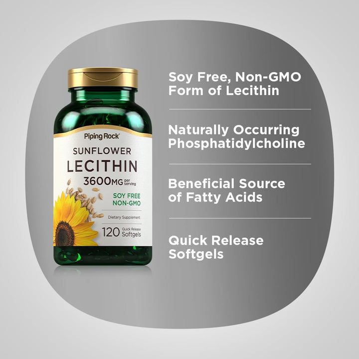 Piping Rock Sunflower Lecithin softgel two-pack display for value.