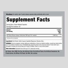 Piping Rock Tart Cherry capsules label detail highlighting extract quality