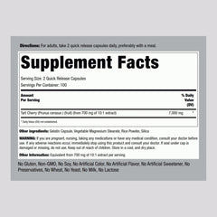 Piping Rock Tart Cherry Extract label closeup shows potency and gluten-free features