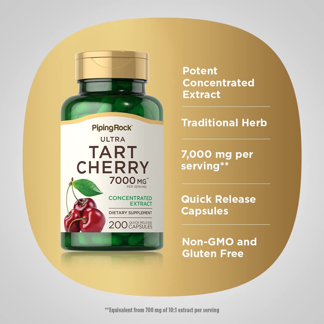 Piping Rock Tart Cherry Extract packaging highlights non-GMO and gluten-free promise