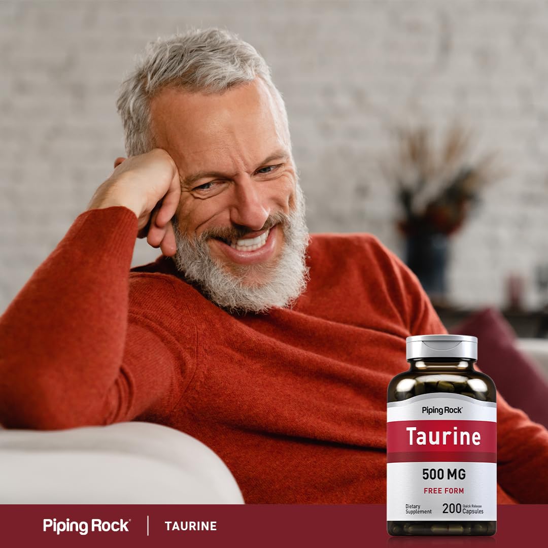Piping Rock Taurine therapeutic-grade badge signals high-quality ingredients.