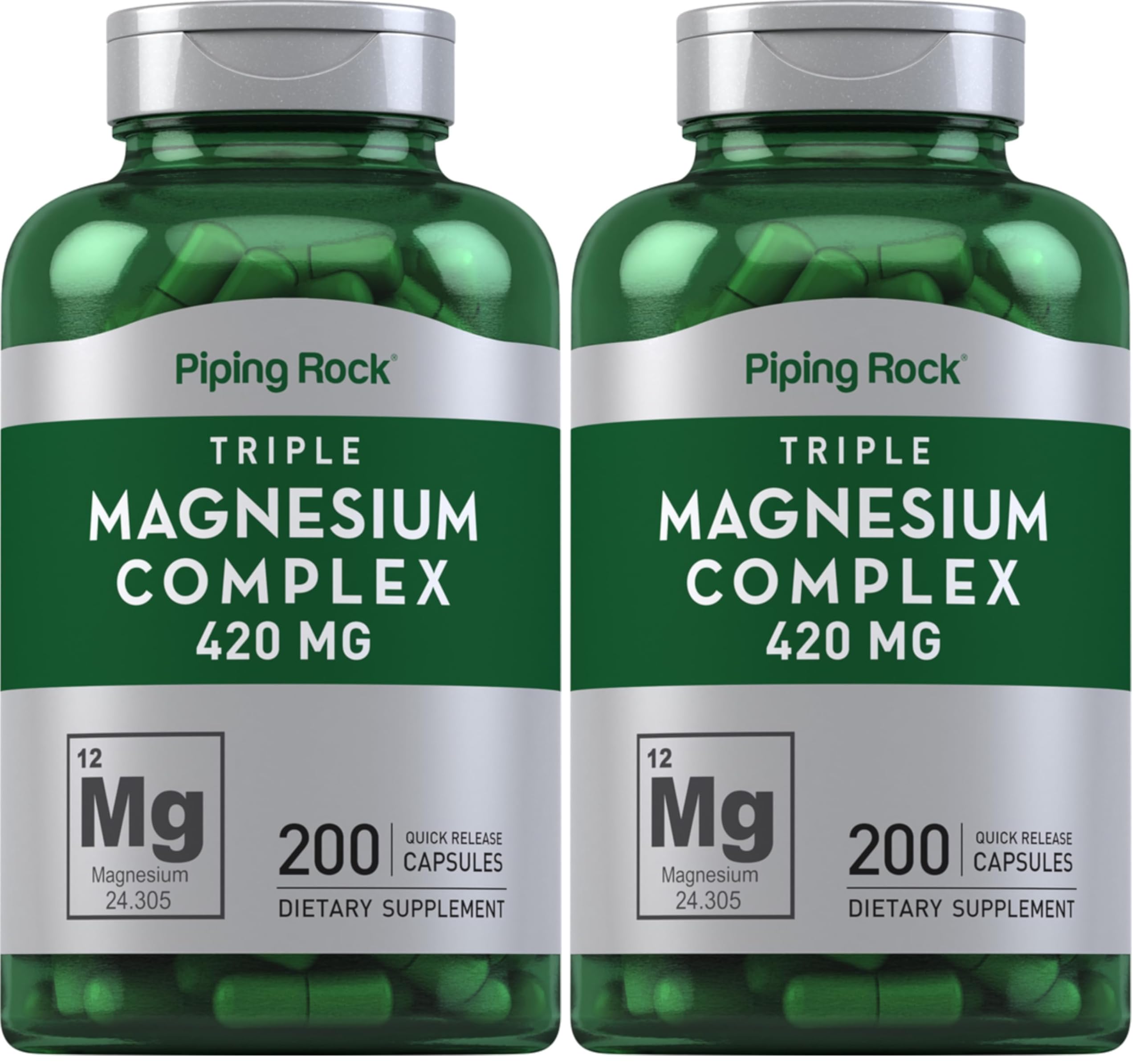 Piping Rock Triple Magnesium Complex bottle front view for daily wellness support.