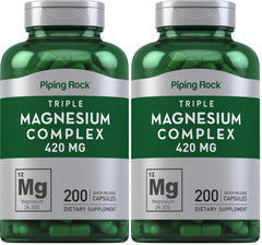 Piping Rock Triple Magnesium Complex bottle front view for daily wellness support.