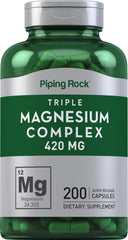 Piping Rock Triple Magnesium Complex bottle with capsules for daily wellness.