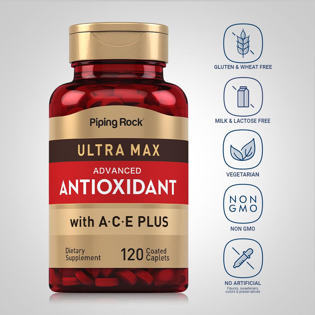 Piping Rock Ultra Max Complex label highlighting vitamins A, C, and E