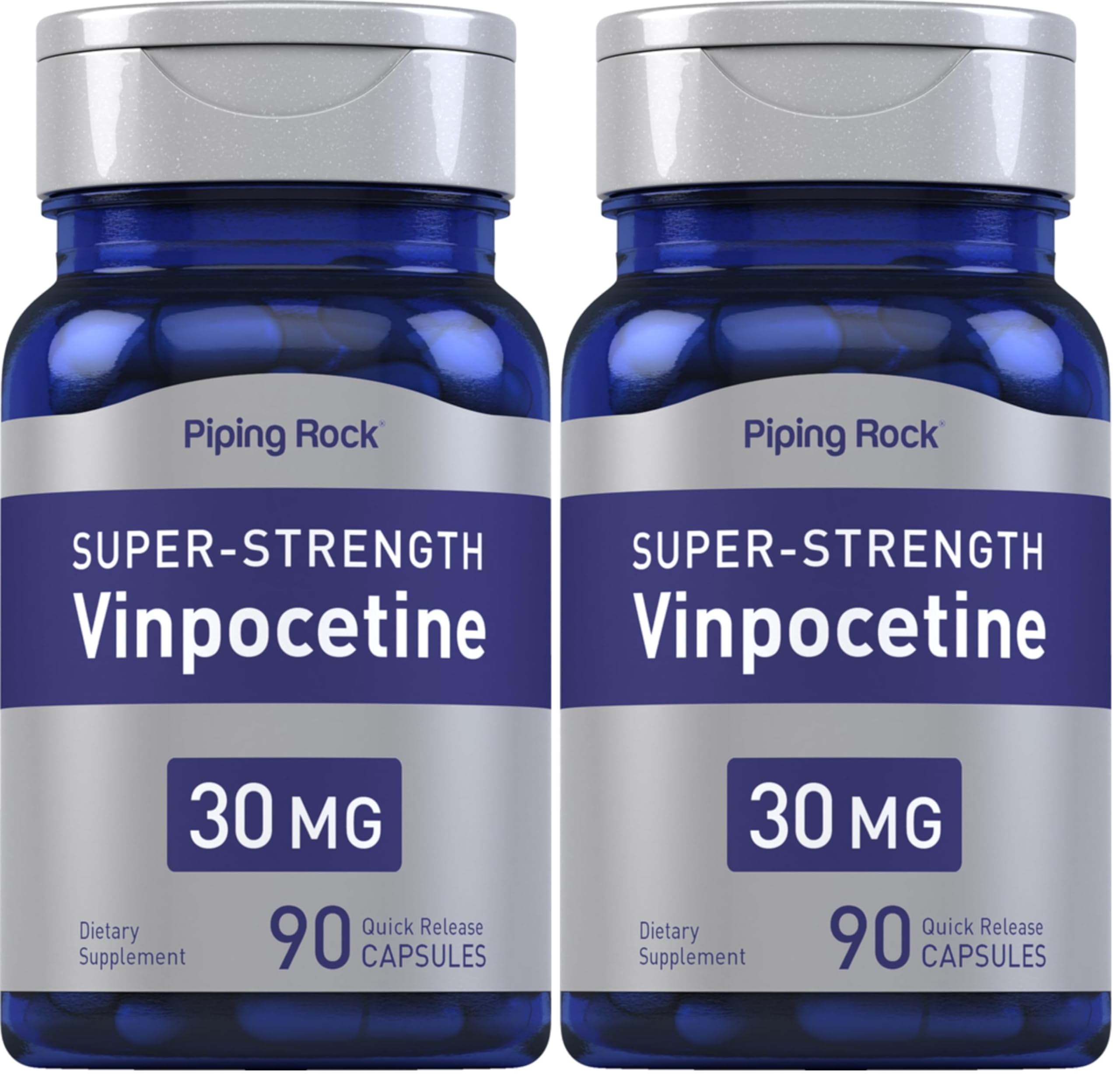 Piping Rock Vinpocetine 30mg bottle—convenient dosing for daily use.