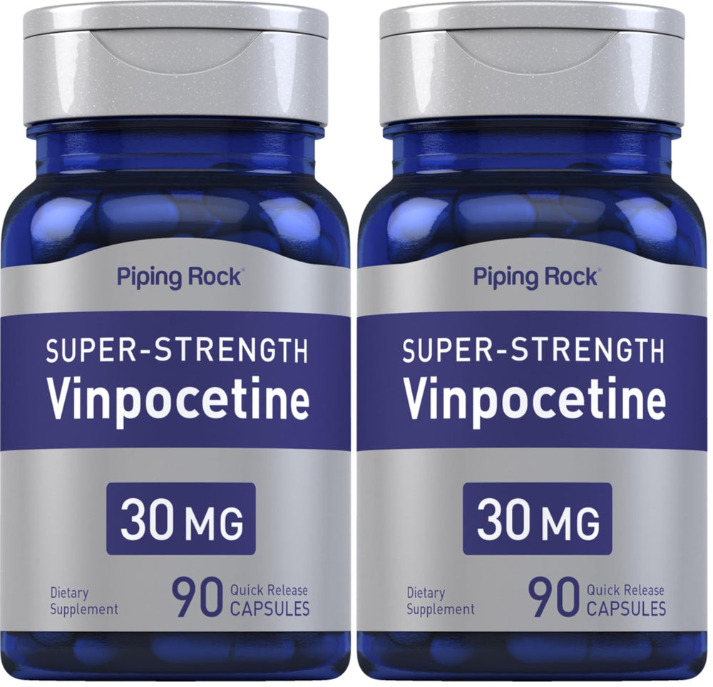 Piping Rock Vinpocetine 30mg bottle—convenient dosing for daily use.