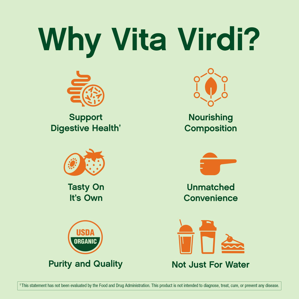 USDA Organic vegan label on Vita Virdi bottle.