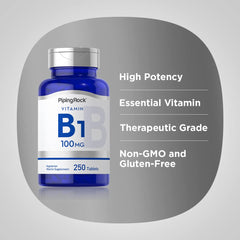 Piping Rock Vitamin B1 100mg bottle for easy daily supplementation