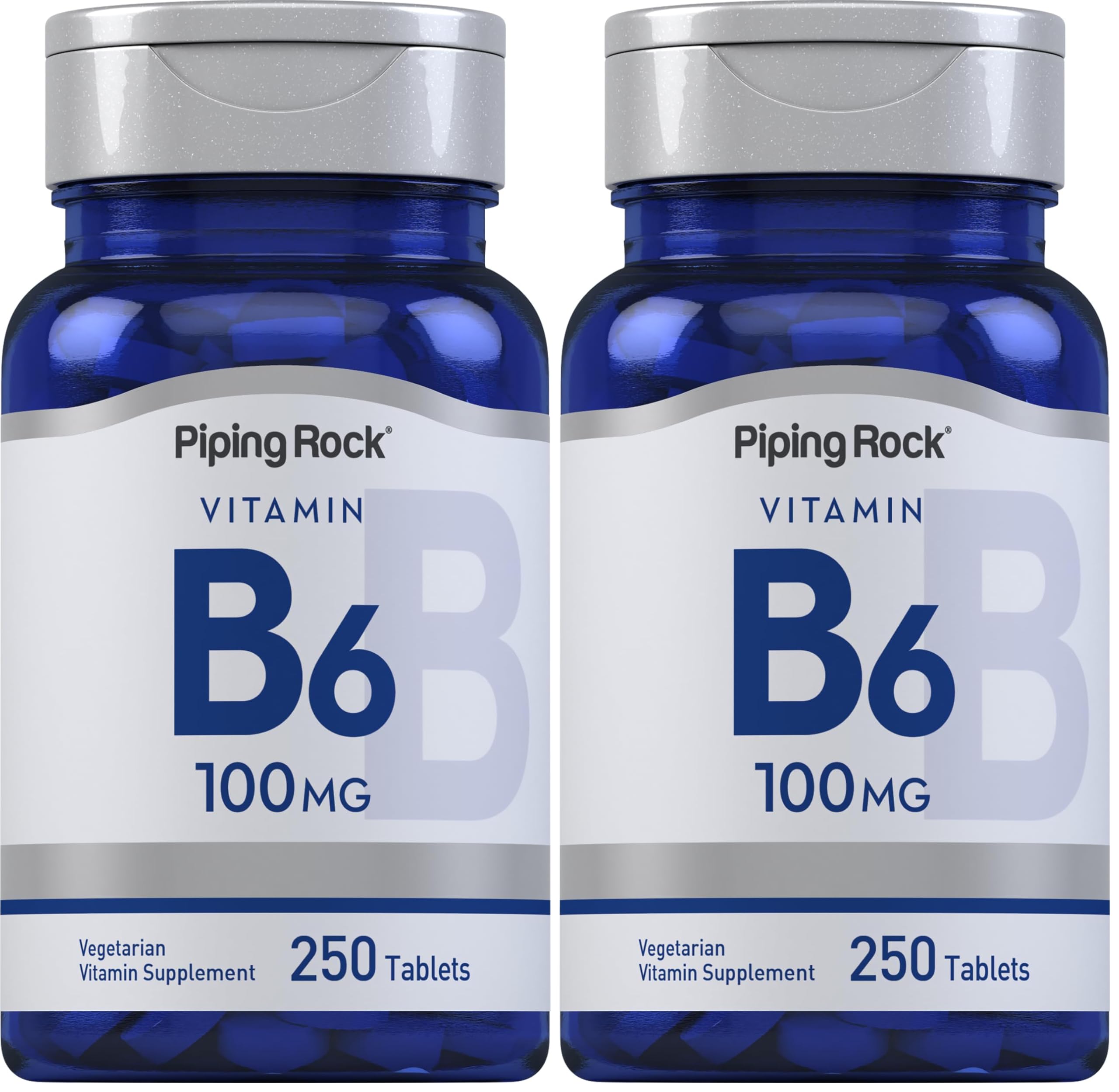 Piping Rock Vitamin B-6 100mg bottle front view supports daily wellness with pyridoxine.