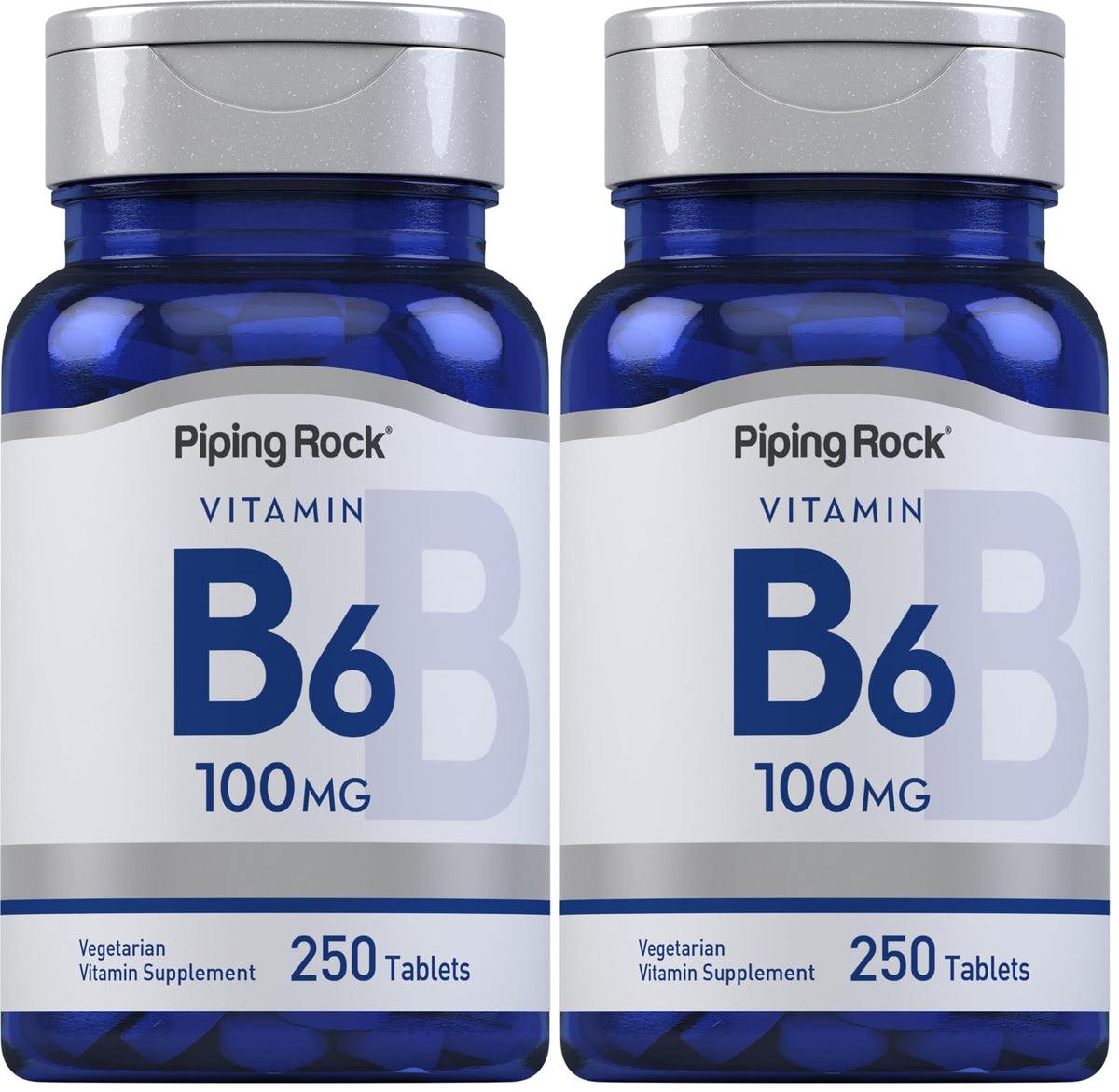 Piping Rock Vitamin B-6 100mg bottle front view supports daily wellness with pyridoxine.