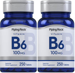 Piping Rock Vitamin B-6 100mg bottle front view supports daily wellness with pyridoxine.