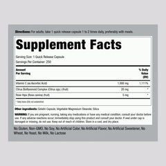 Piping Rock Vitamin C 1000mg capsules close-up for easy daily consumption