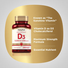 Piping Rock Vitamin D3 bottle in hand for on-the-go daily use