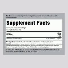 Piping Rock Vitamin D3 softgels close-up highlighting quick-release softgel